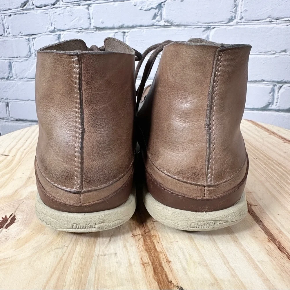 OluKai Men's Nalukai Chukka Ankle Boots Leather Sz US M9 EUR 42 Brown Lace Up